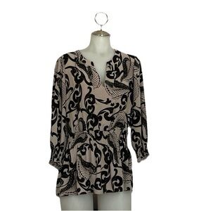 Alfani Beige and Black Patterned Blouse